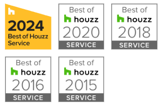 Image of badges for Best of Houzz Service Awards 2024 2018 2016 2015