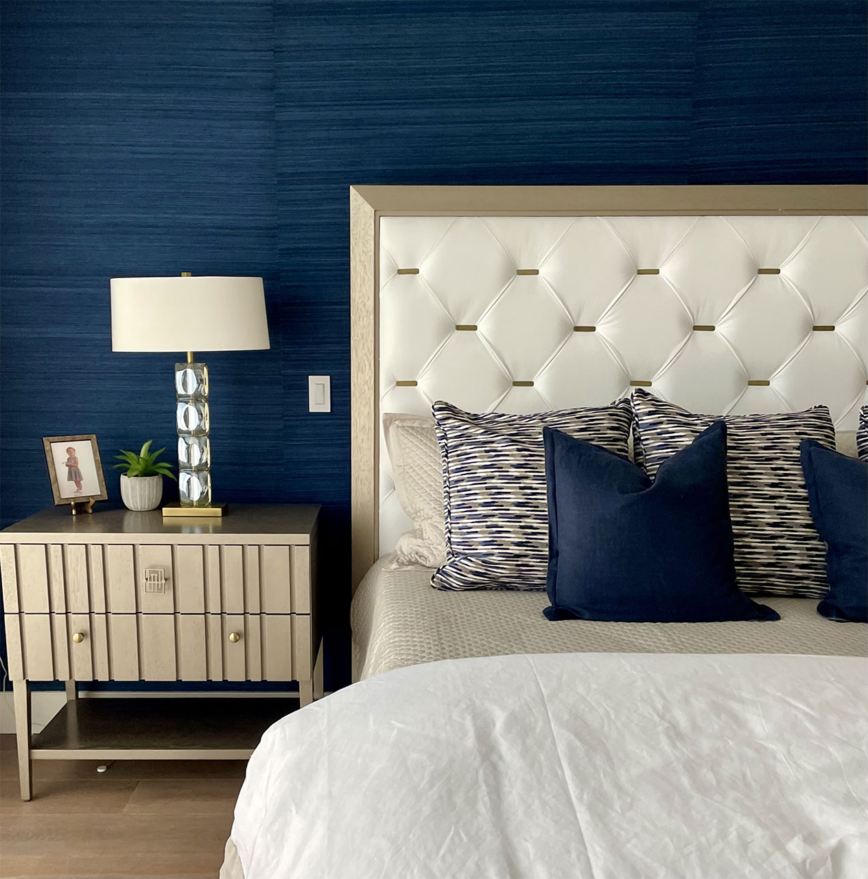 Image of navy bedroom interior design